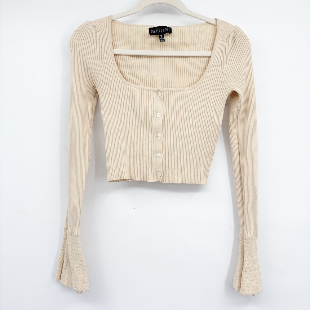 Current Mood Dolls Kill Womens Pleased As Punch‎ Ribbed Coquette Crop Cardigan S